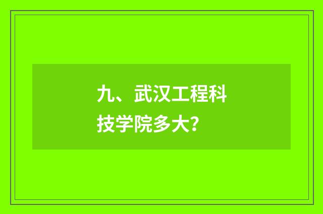 九、武汉工程科技学院多大？