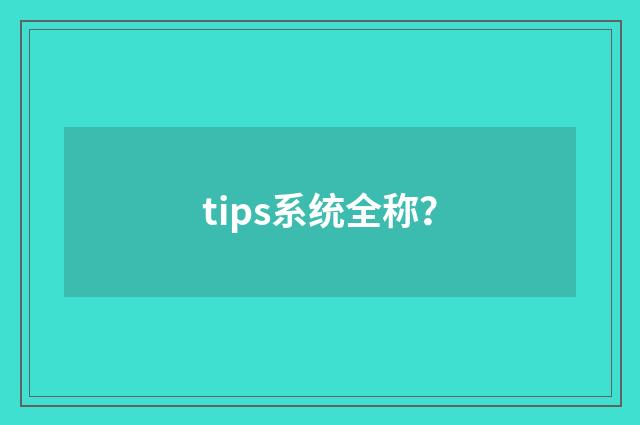 tips系统全称?