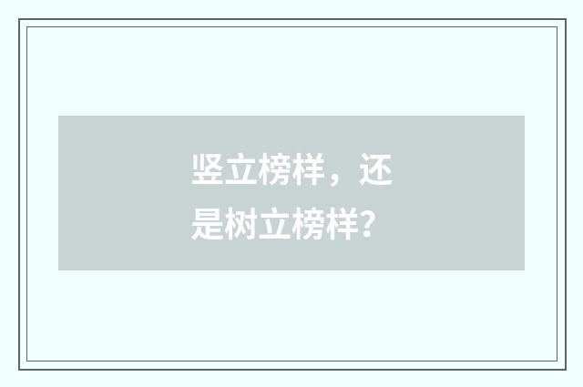 竖立榜样,还是树立榜样?