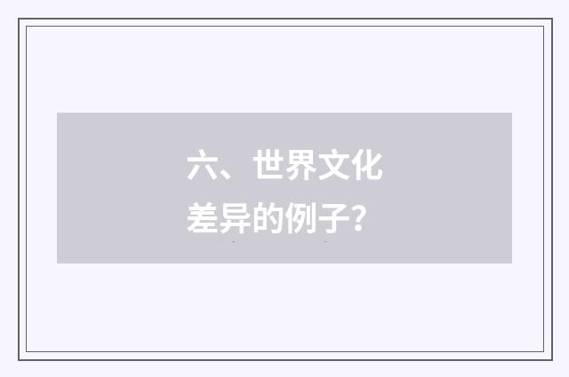 六、世界文化差异的例子?