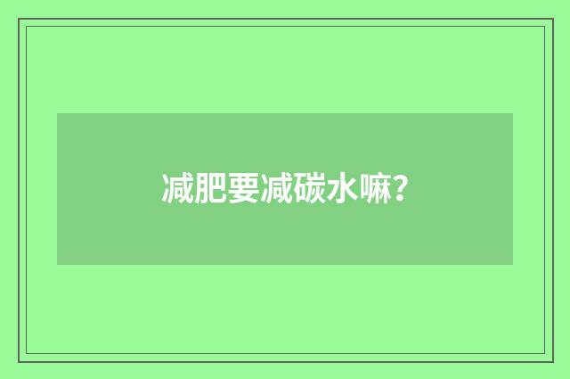 减肥要减碳水嘛？