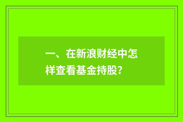 一、在新浪财经中怎样查看基金持股?