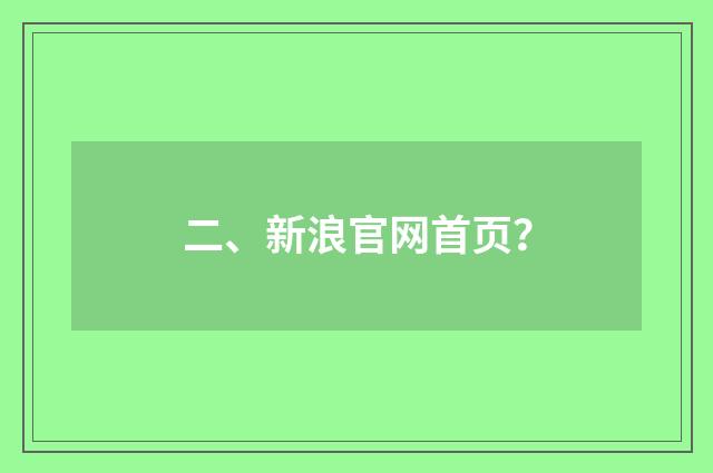 二、新浪官网首页?