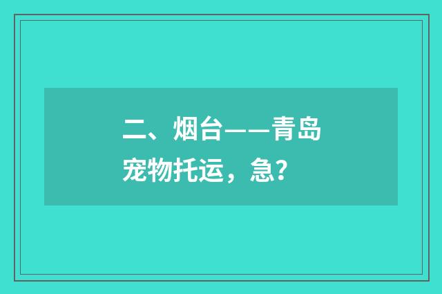 二、烟台——青岛宠物托运，急？