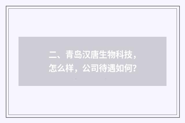 二、青岛汉唐生物科技,怎么样,公司待遇如何?
