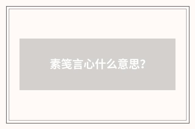 素笺言心什么意思?