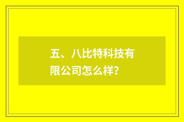 五、八比特科技有限公司怎么样?