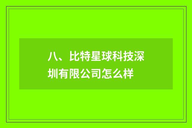 八、比特星球科技深圳有限公司怎么样