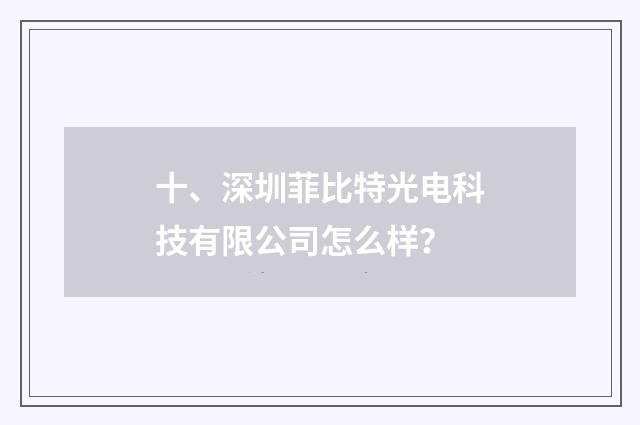 十、深圳菲比特光电科技有限公司怎么样?