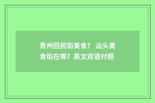 青州回民街美食? 汕头美食街在哪?英文双语对照