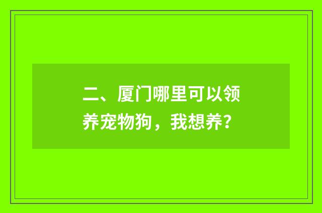二、厦门哪里可以领养宠物狗,我想养?