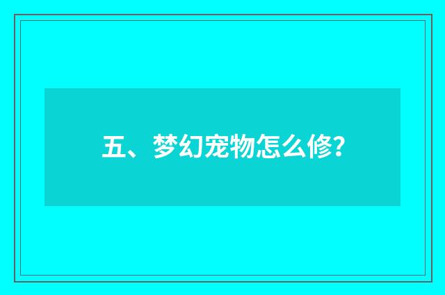 五、梦幻宠物怎么修?