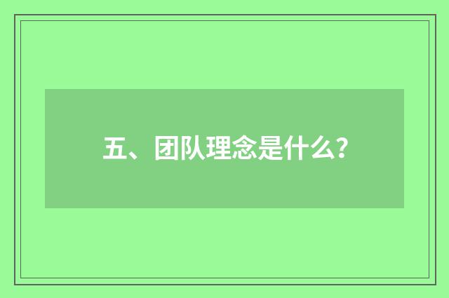 五、团队理念是什么？