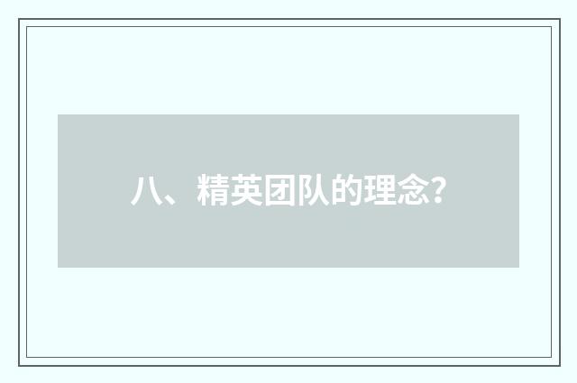 八、精英团队的理念?