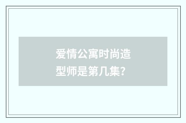 爱情公寓时尚造型师是第几集？