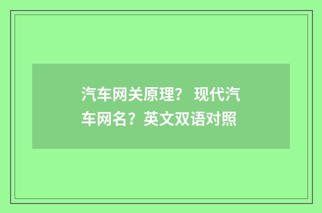 汽车网关原理？ 现代汽车网名？英文双语对照