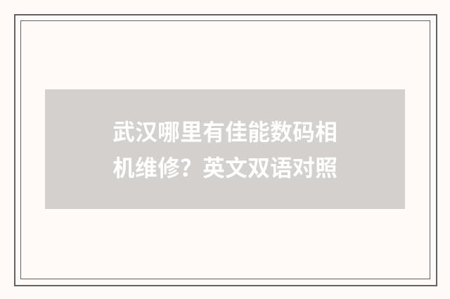 武汉哪里有佳能数码相机维修?英文双语对照