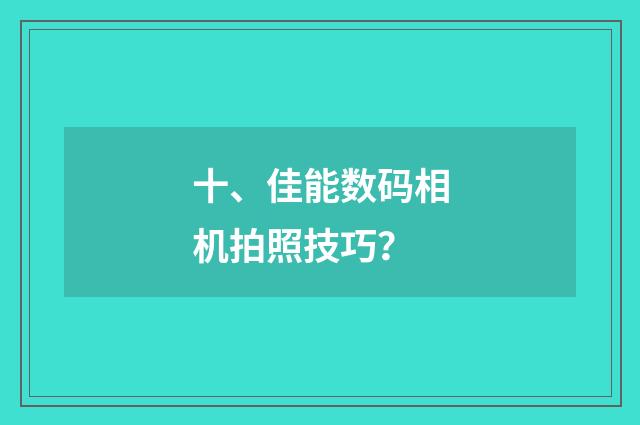 十、佳能数码相机拍照技巧?