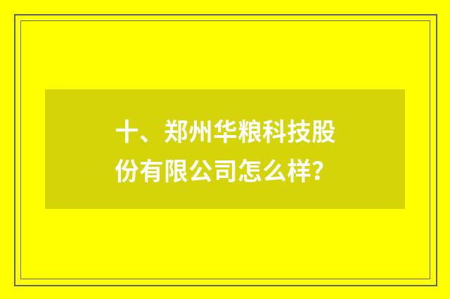 十、郑州华粮科技股份有限公司怎么样?