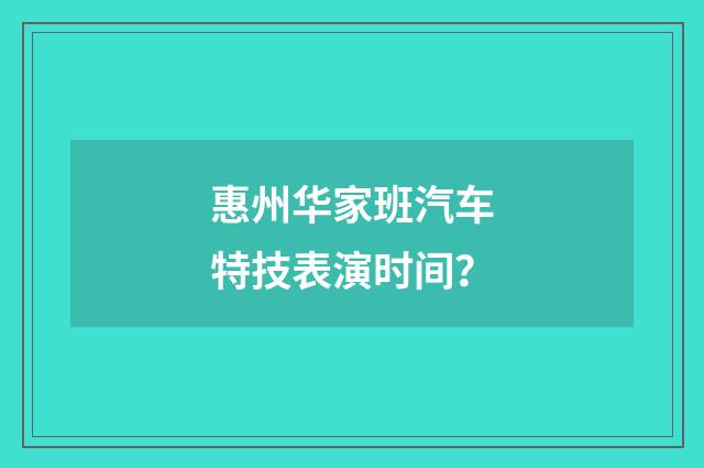 惠州华家班汽车特技表演时间？