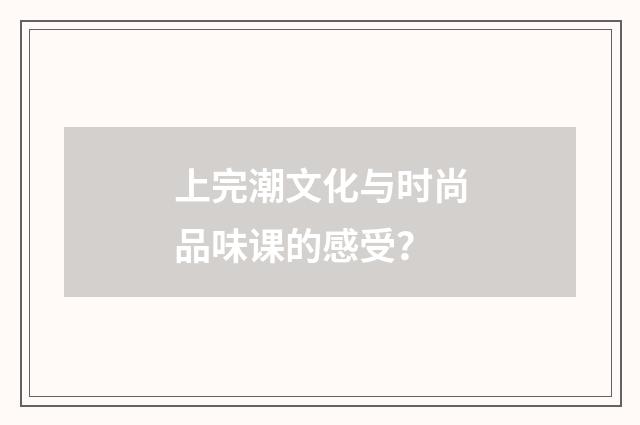 上完潮文化与时尚品味课的感受?
