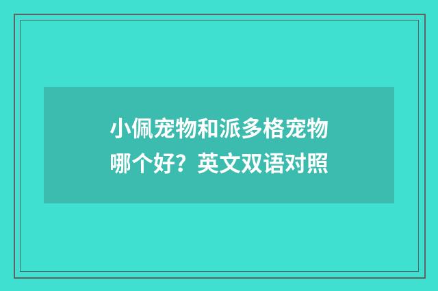 小佩宠物和派多格宠物哪个好?英文双语对照
