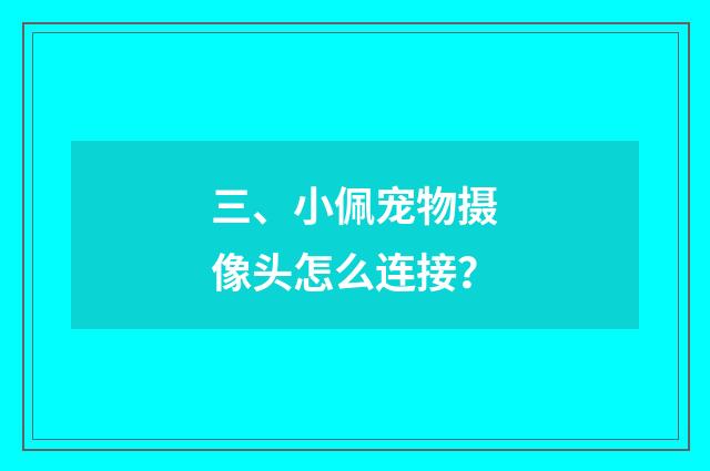 三、小佩宠物摄像头怎么连接？