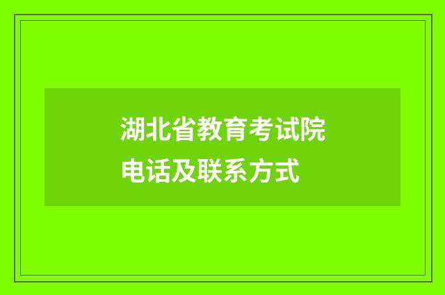 湖北省教育考试院电话及联系方式