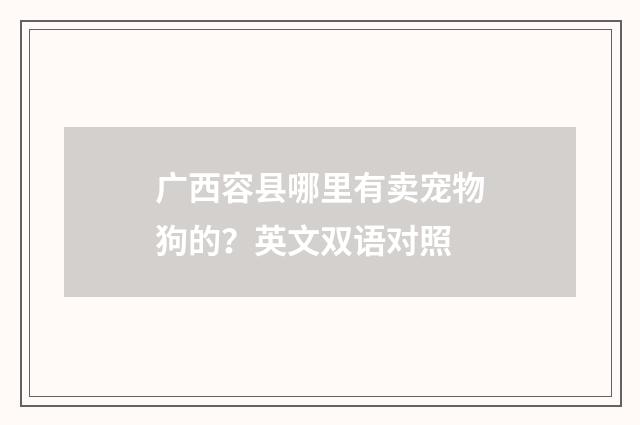 广西容县哪里有卖宠物狗的?英文双语对照