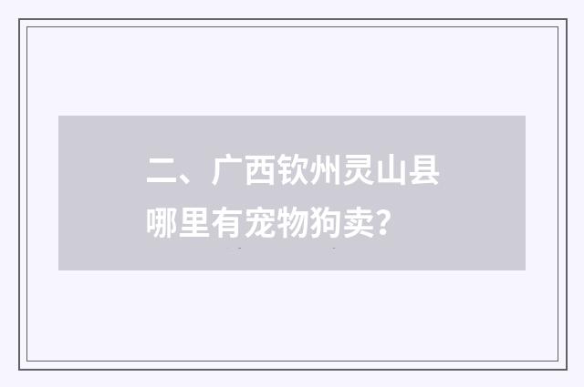 二、广西钦州灵山县哪里有宠物狗卖？
