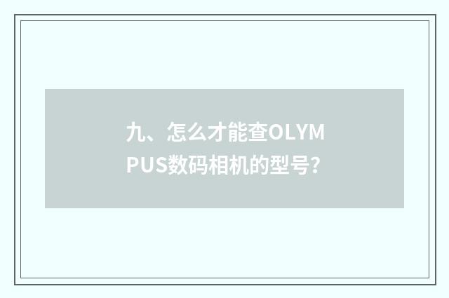 九、怎么才能查OLYMPUS数码相机的型号?