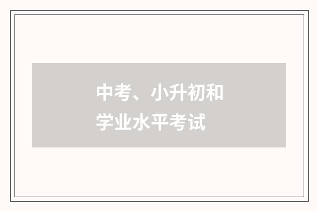 中考、小升初和学业水平考试
