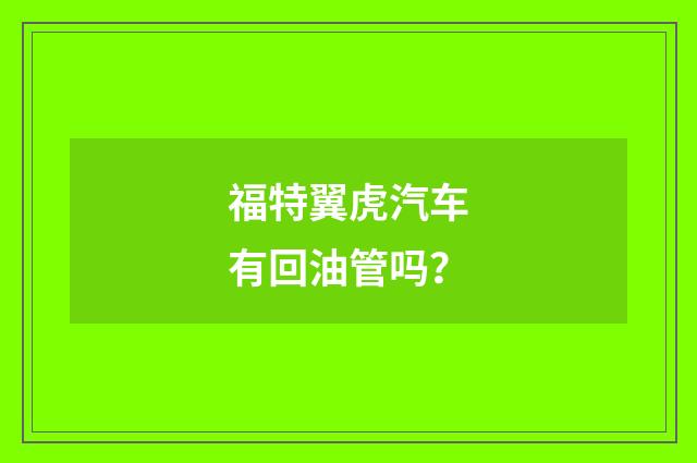 福特翼虎汽车有回油管吗？