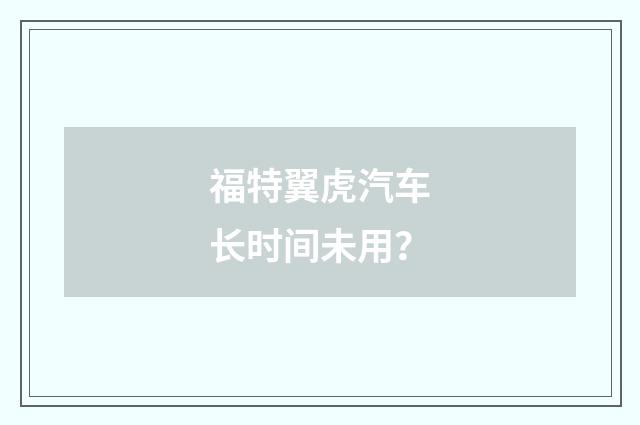 福特翼虎汽车长时间未用?
