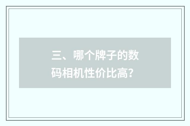 三、哪个牌子的数码相机性价比高?