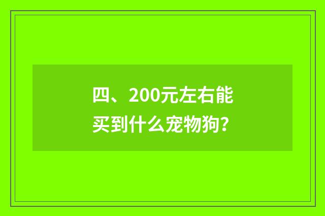 四、200元左右能买到什么宠物狗？