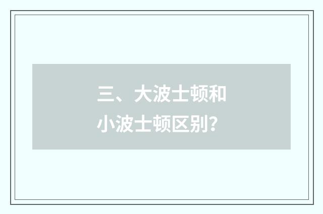 三、大波士顿和小波士顿区别？