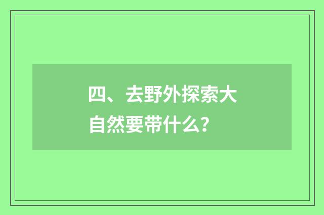 四、去野外探索大自然要带什么？