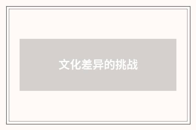 文化差异的挑战