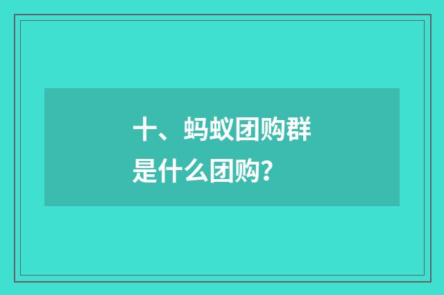 十、蚂蚁团购群是什么团购?