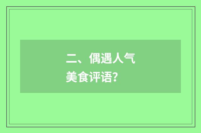 二、偶遇人气美食评语？