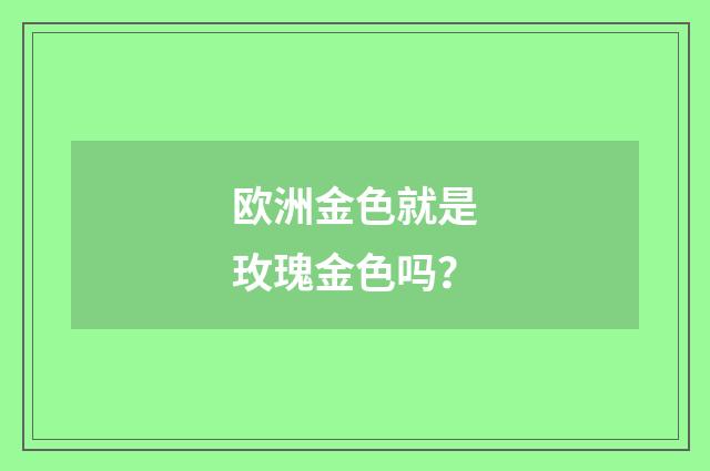 欧洲金色就是玫瑰金色吗？