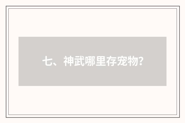 七、神武哪里存宠物？
