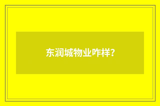 东润城物业咋样?