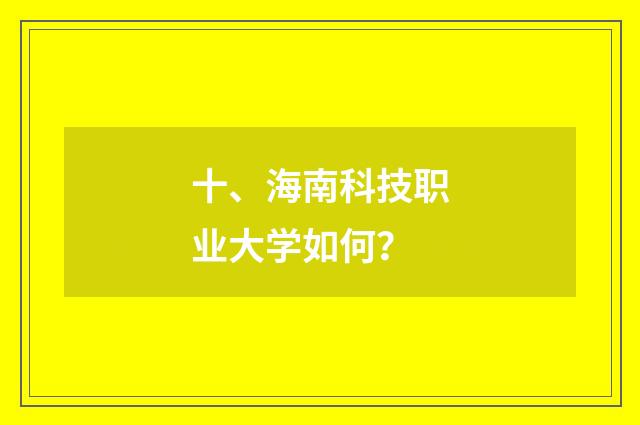 十、海南科技职业大学如何?