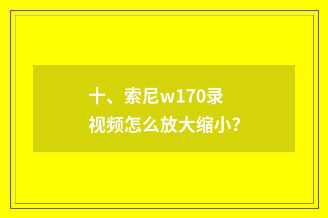 十、索尼w170录视频怎么放大缩小？