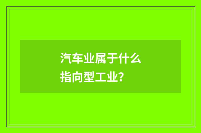 汽车业属于什么指向型工业？