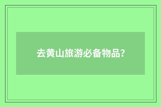 去黄山旅游必备物品?