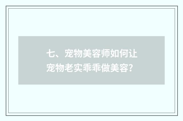 七、宠物美容师如何让宠物老实乖乖做美容?