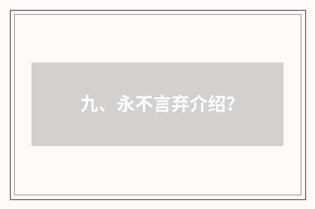 九、永不言弃介绍？